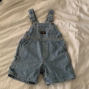 OshKosh B’Gosh Striped Overall Jean Shorts 3T